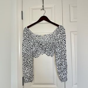 Polka dot long sleeve crop